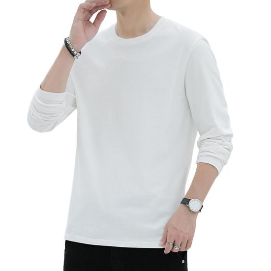 Herren Oberteile Rundhals Langarm Herbst Oberteile Einfarbig Dünne Unterteile Regulärer Stil Lässige Pullover