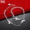 925 Sterling Silver Double-Layer Fine Chain AAA Zircon Butterfly Bracelet - Exquisite Gift Jewelry