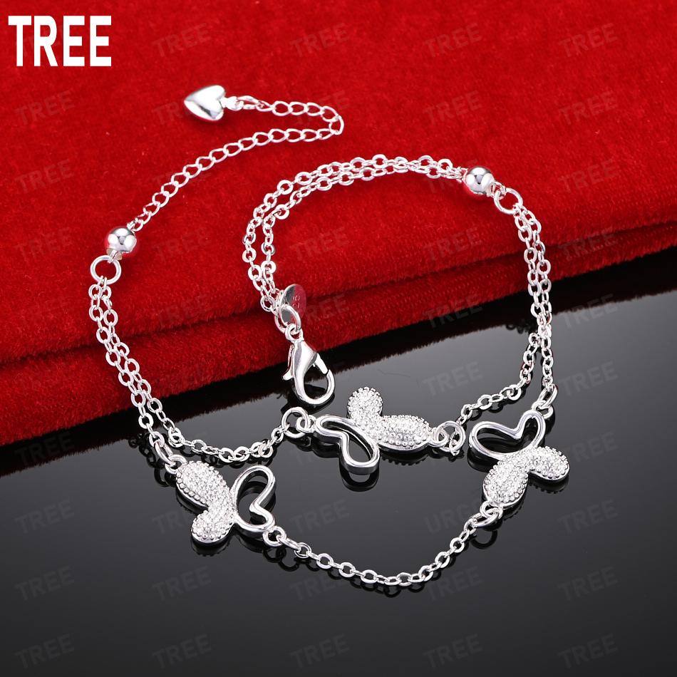 925 Sterling Silver Double-Layer Fine Chain AAA Zircon Butterfly Bracelet - Exquisite Gift Jewelry