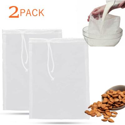2 Stück Nussmilchbeutel zum Abseihen Wiederverwendbar Lebensmittelqualität Nylon Nussbeutel Sojamilch Saft Joghurt Kaffee Filterbeutel Brauen