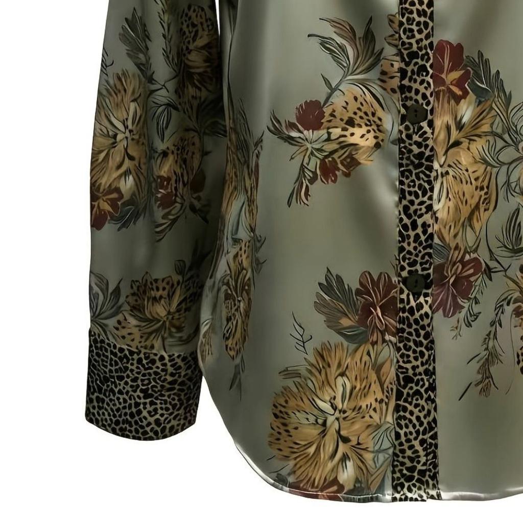 Retro-Leopardenmuster-Damenhemd, trendige Frühlingsbluse mit exklusivem Stil