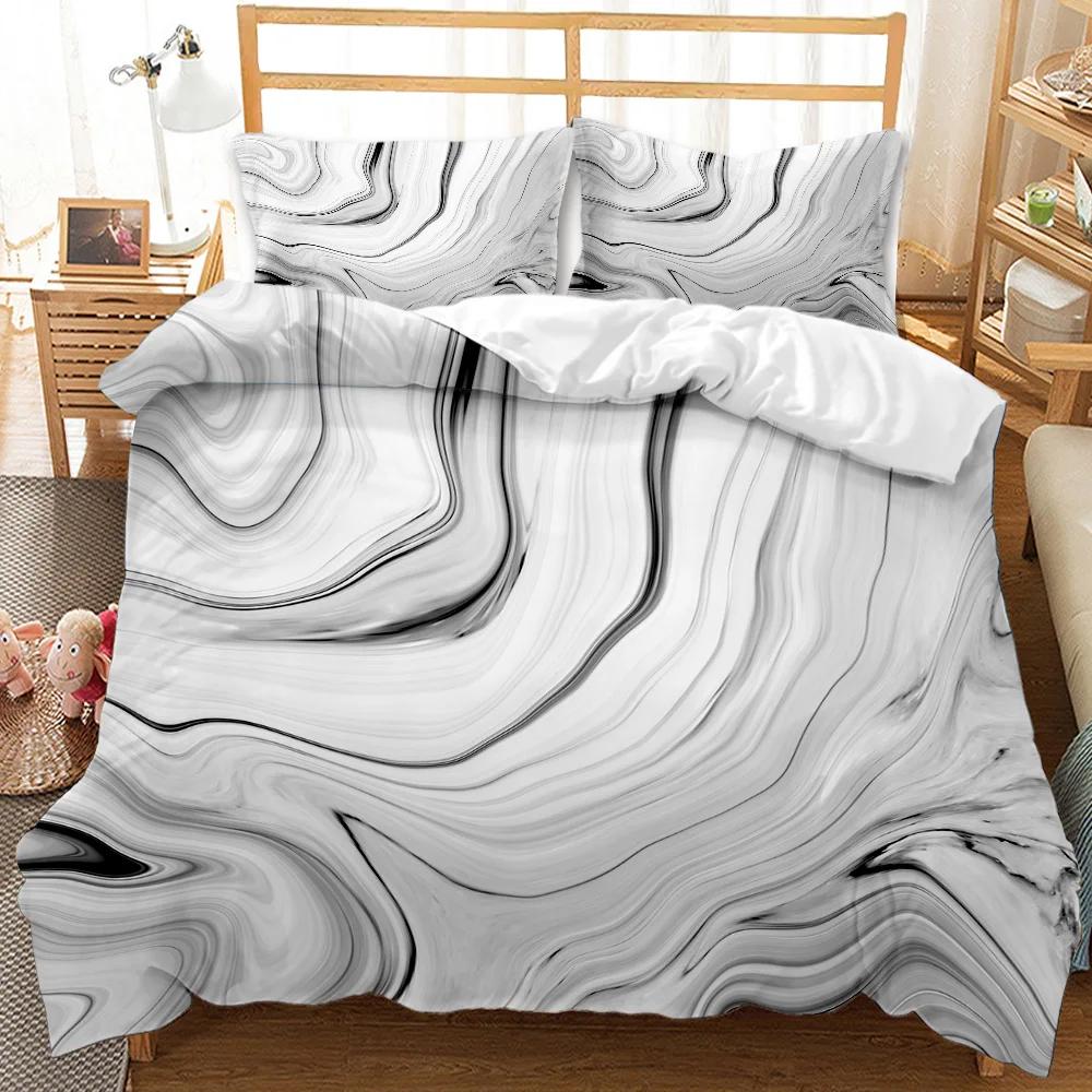 Marble Duvet Cover Set Marble Bedding Set Blue Gold Abstract Texture Kid Bedclothes Double Queen King Size Polyester Quilt Cover