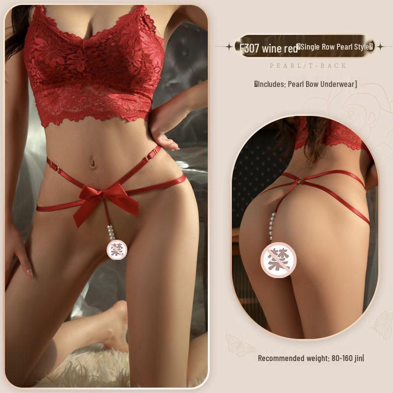 Plus Size 160 Jin Sexy Bow Cross Open Crotch Thong Lingerie 307