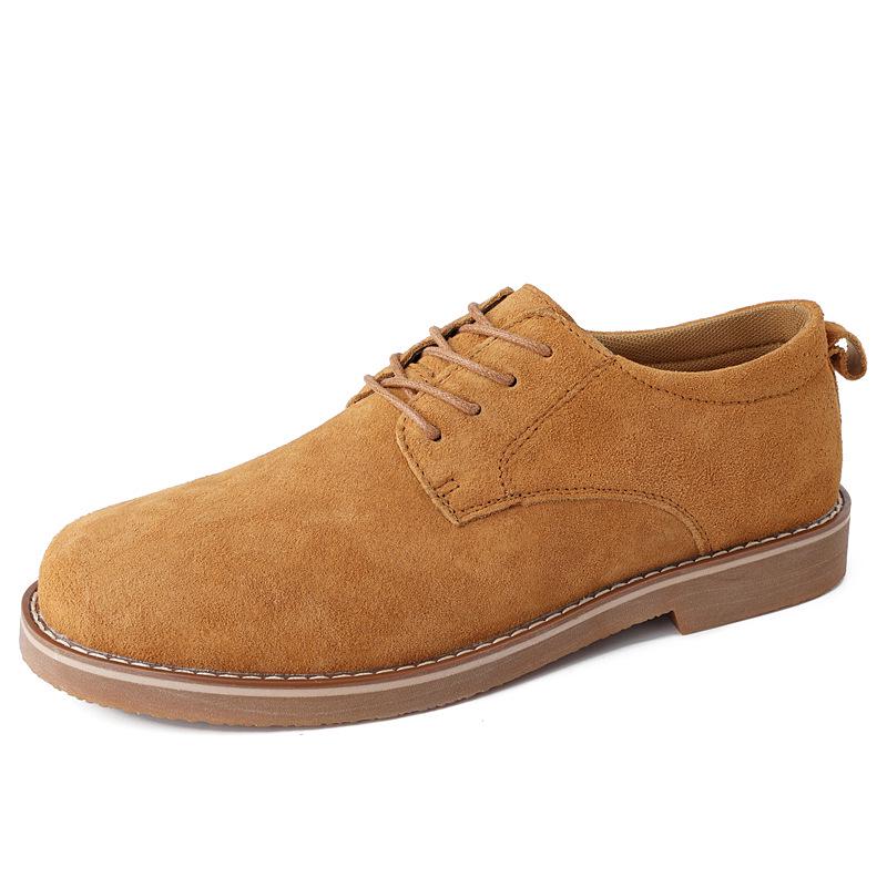 Plus Size Men's Hand-stitched Leather Martin Boots: British Style, Low-top Lace-up Casual Work Shoes for Autumn.
