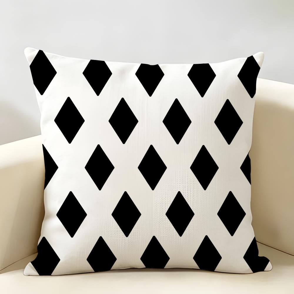 Geometric Embroidery Cushion Cover Natural Linen Organic Fabric Double-Sided Printing Breathable Perfect For Home Decor