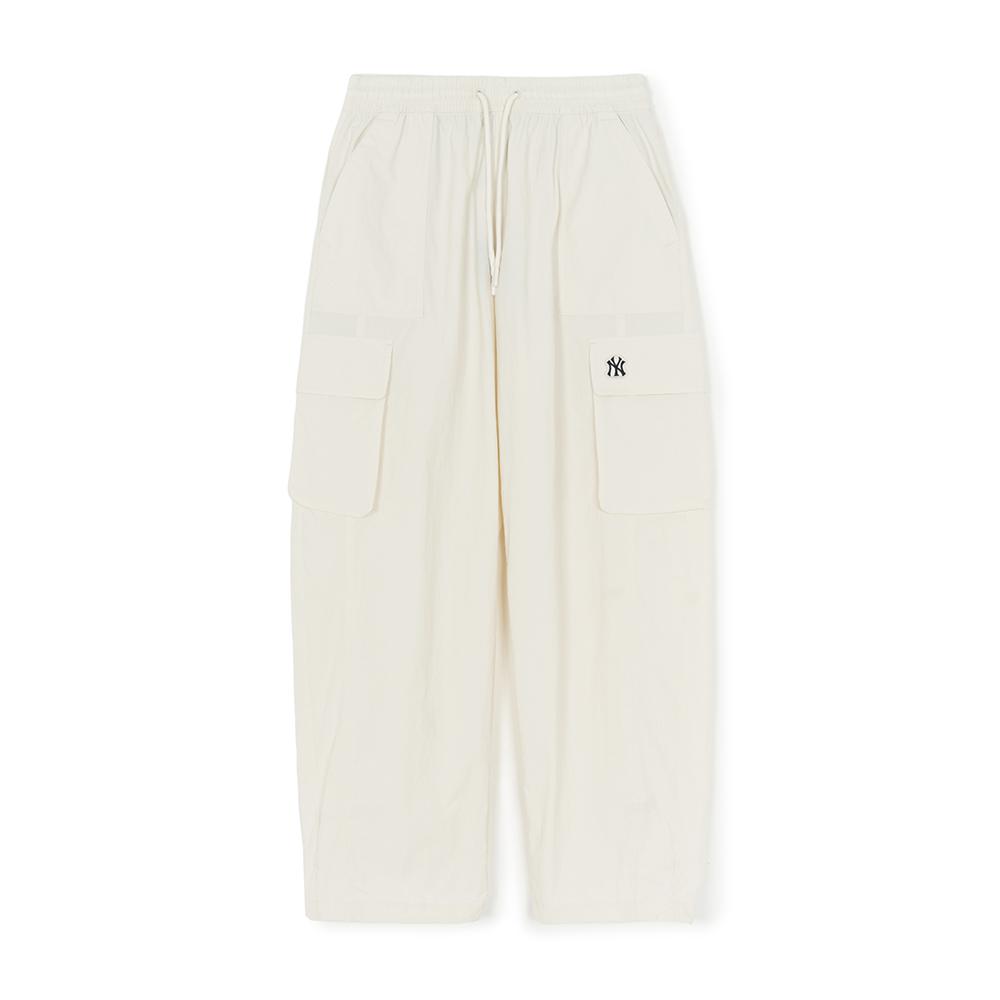 New MLB New York Yankees Basic Collection SS25 Cargo Pants Unisex Linen Cream 3AWPB1153-50CRM