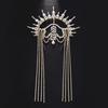 Sun Goddess Rhinestone Headband Exaggerated Tassel Forehead Decoration Halloween Party Hair Accessory Women
