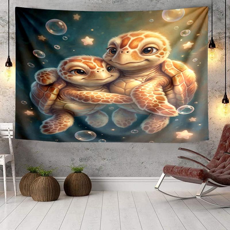 Underwater Two Sea Turtles Tapestry Room Decoration Wall Hanging for Living Room Bedroom, Dormitory, Birthday and Christmas Gifts