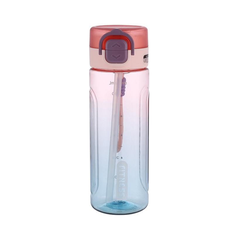 Water bottle water cup girls large capacity 1011 new sports plastic water bottle portable high value gradual change color double drink cup