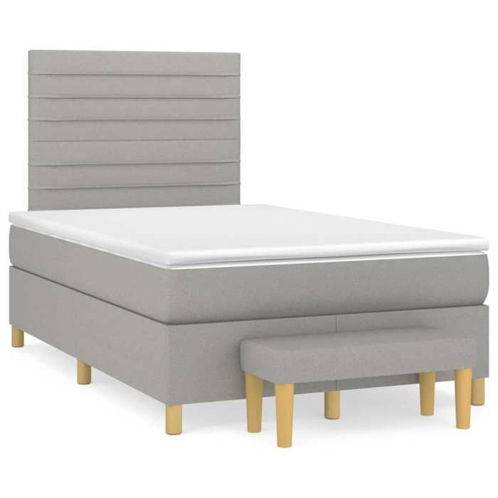 Maison Exclusive - Sommier à lattes de lit avec matelas Gris clair 120x200cm Tissu