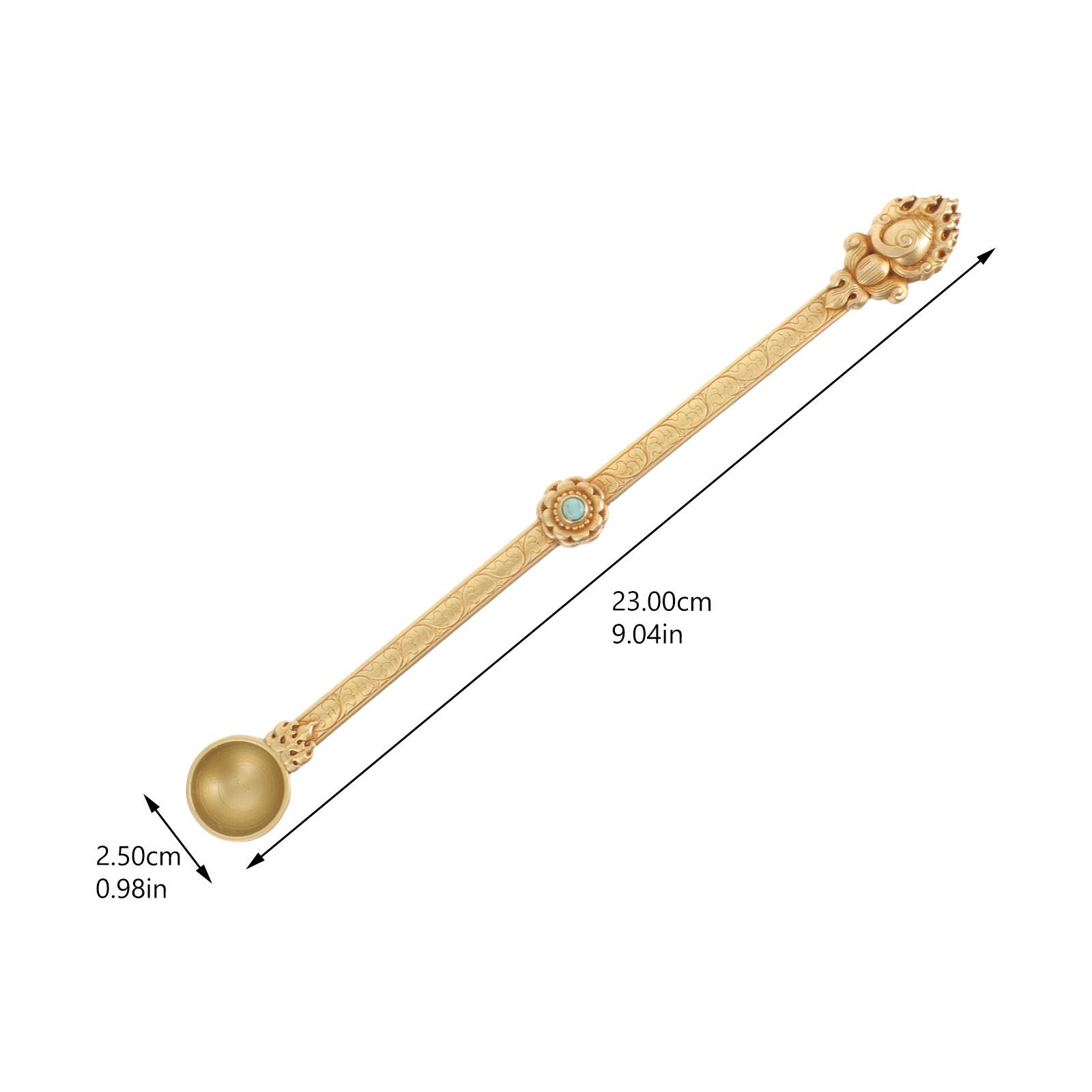 

Ручна робота з латуні Ложка Будда Етнічний стиль Ложка для підношення гхі Ідеальний релігійний декоративний аксесуар золотистий