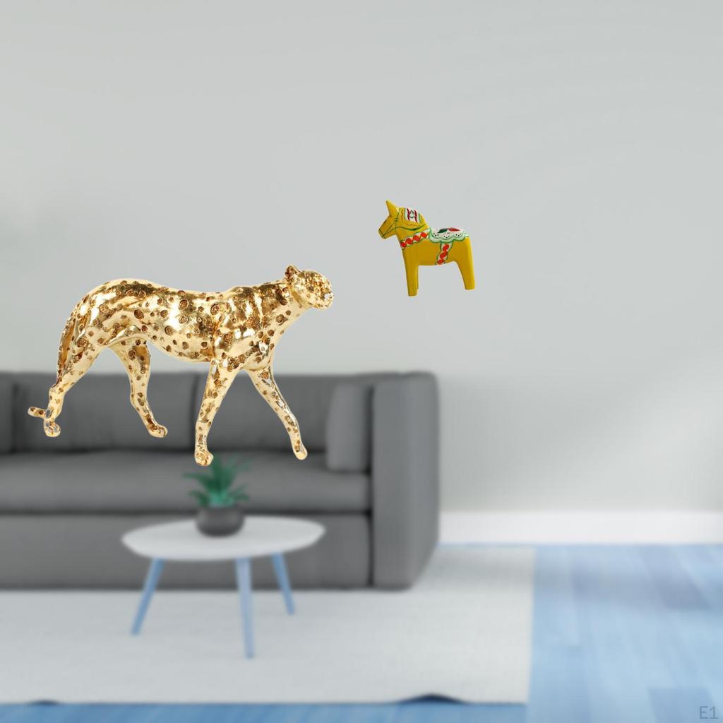 Gold Cheetah Animal Sculpture Table Centerpiece Ornament for Office Home Decor Collectible Figurine