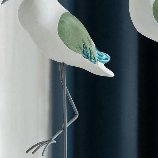 Yousheng 2 Pcs Wooden Seagull Figurine Coastal Lifelike Seabird Sculpture Nautical Animal Tabletop Ornament for Bedroom Living Room Home Office Desk