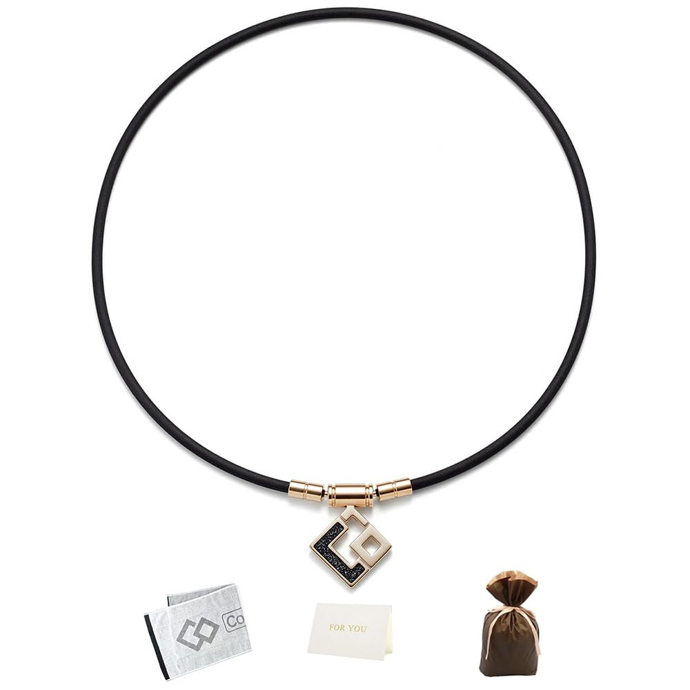 Colantotte TAO Necklace Slim AURA Mini L 47cm Black Glitter with Face Gift Wrapping and Message Card Towel, Bag,
