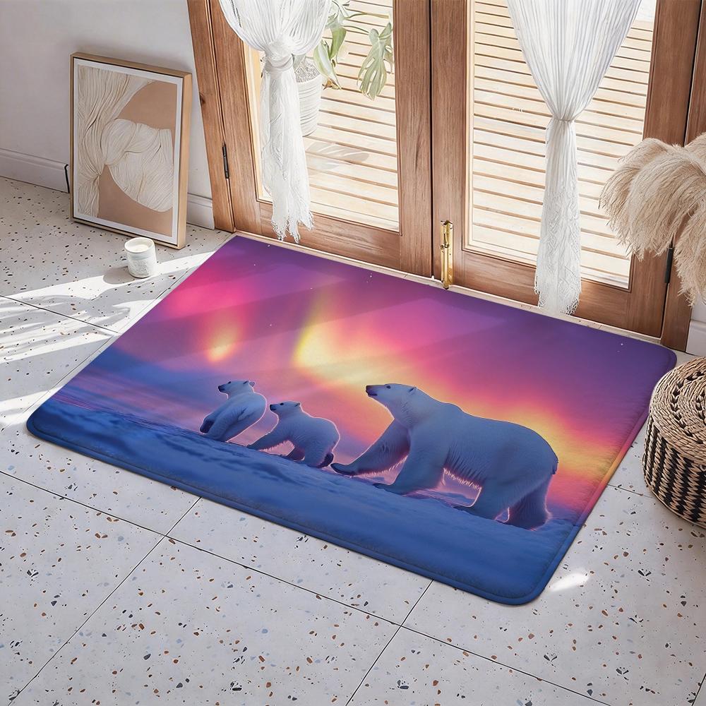 

Animal P PolarBear Floor Mat Eco Flannel Doormat Non Slip Odorless Indoor Floor Rug Soft Short Plush Home Mat 50x80cm