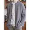 American Retro Old Money Style Thick Gray Sweater Cardigan for Men, Winter Lazy Style Foreign Trade Men's Knitwear