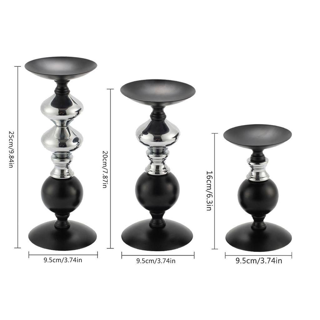 Pillar Candle Holder Set of 3-6.3", 7.8", 9.8" H Candlestick Candle Holder Stand, Vintage Candlestick for Home Decor, Dinning, T