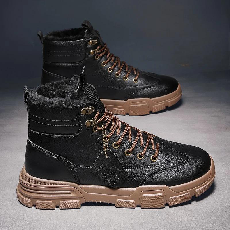 Lace Up Male Winter Shoes Ankle Men's Snow Boots Booties Platform Offer Fashion Luxury Anti Slip New In Brands High Quality Work