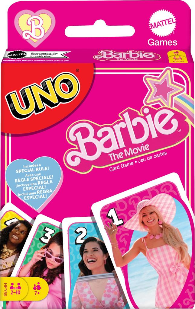 Mattel Games UNO Barbie The Movie Card Game - with Special Rules, Collectible Family Party Game, 2-10 Players, Ages 7+