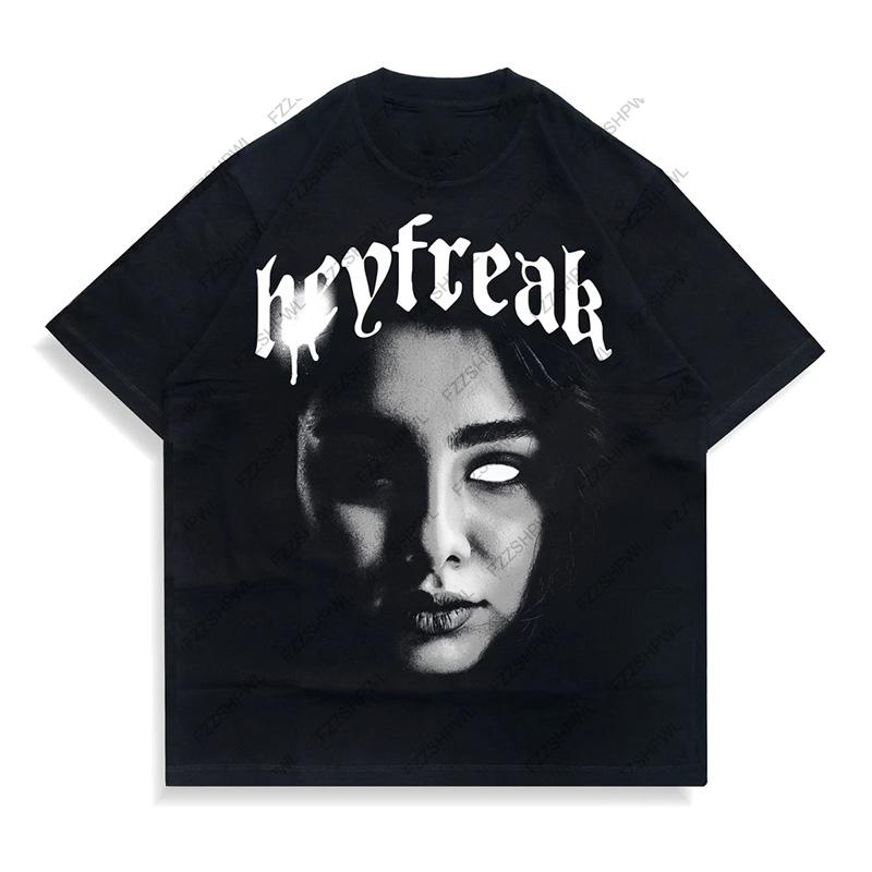 

Y2K Cotton Tshirt Punk Men HipHop Clothes Fashion ONeck Summer Short Sleeve Top Gothic Harajuku Graphic Print Loose Streetwear S