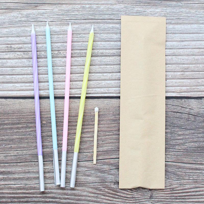 Single Stick with Match Paper Bag Multi-color Birthday Cake Baking Decoration Party Supplies Straight Pole Pencil Candle