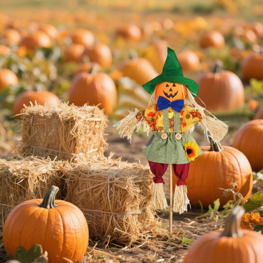 Small Scarecrow Decorations, Fall  Standing Scarecrow Decor For Halloween, Thanksgiving, Garden, Home, Yard, Porch Decoration