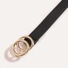 Ladies Double Ring Pu Belt With Alloy Clasp For Stylish Daily Accessory