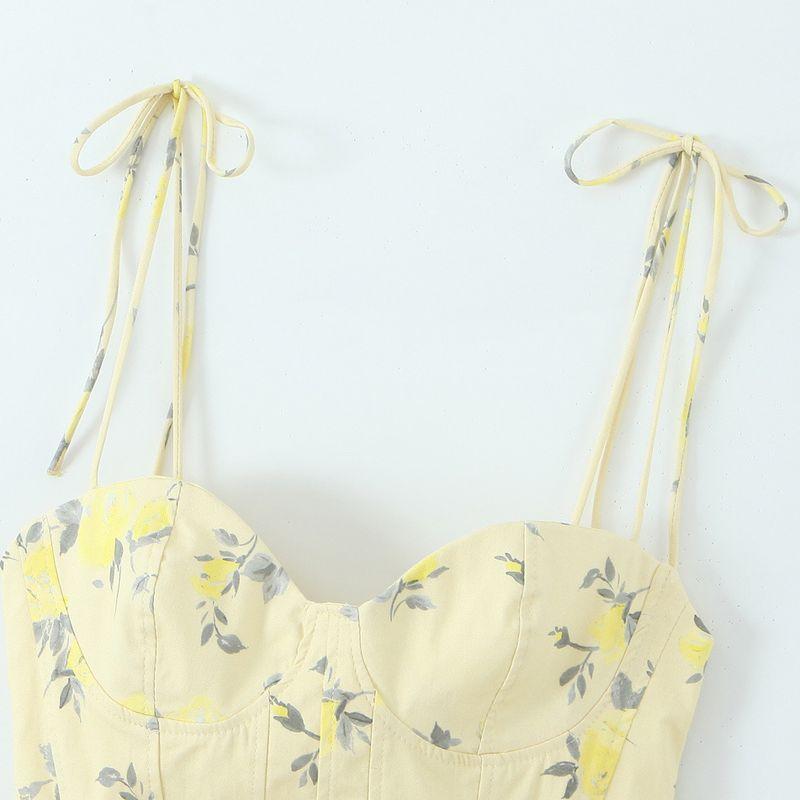 Zbzr Spring New Arrival Women's Clothing Fashion Style Zipper Ornament Flower Print Poplin Camisole 3152115