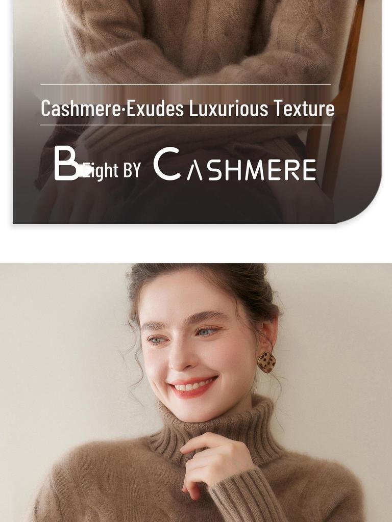 Three-Strand Thickened Women's Cashmere High Neck Cable Knit Sweater