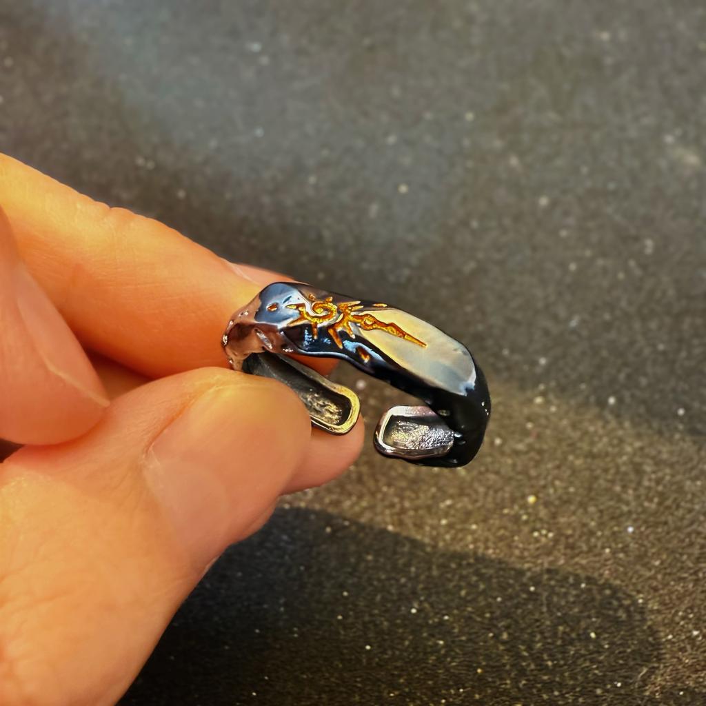 Retro Sun Rune Totem Adjustable Open Ring For Men Punk Gothic Edgy Copper Zircon Unisex Elegant Vintage Accessories Trendy Gift