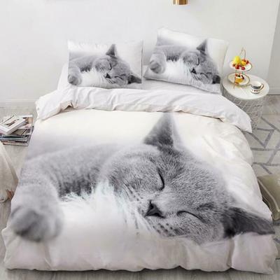 Cat Duvet Cover Set Queen Size Cute Pet Cats Printed Duvet Cover For Children Boy Girls 3D Cartoon Animal Quilt Cover