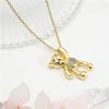 Cute Cartoon Bear Zircon Pendant Necklace Stainless Steel Chain High Grade Animal Choker Jewelry Party Gifts For Women Girls