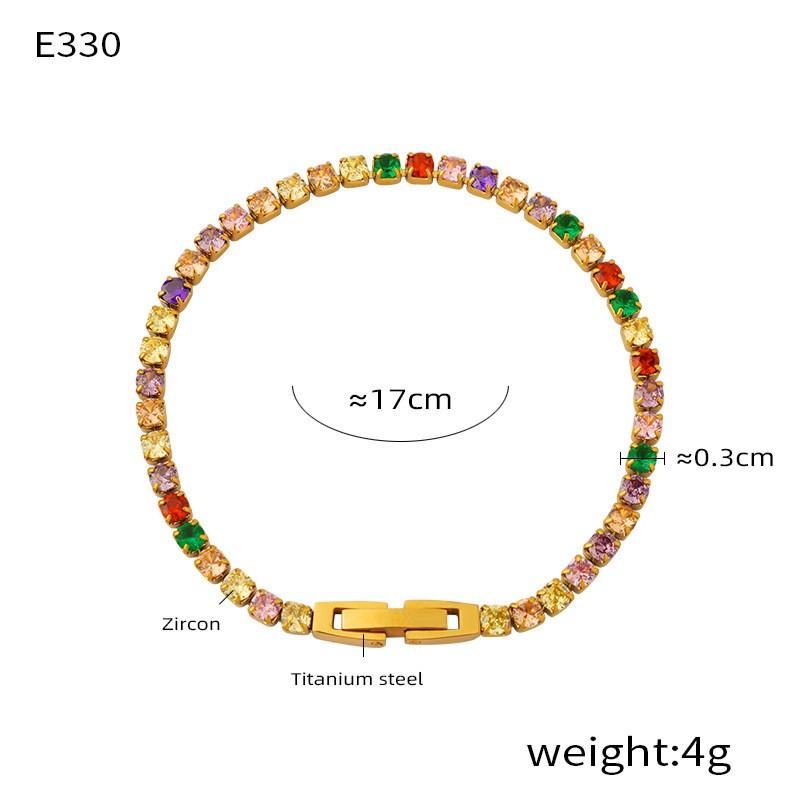 Elegant French-Inspired Tennis Bracelet With Full CZ Stone Setting Geometric Design Titanium Steel 18K Gold Plated Women