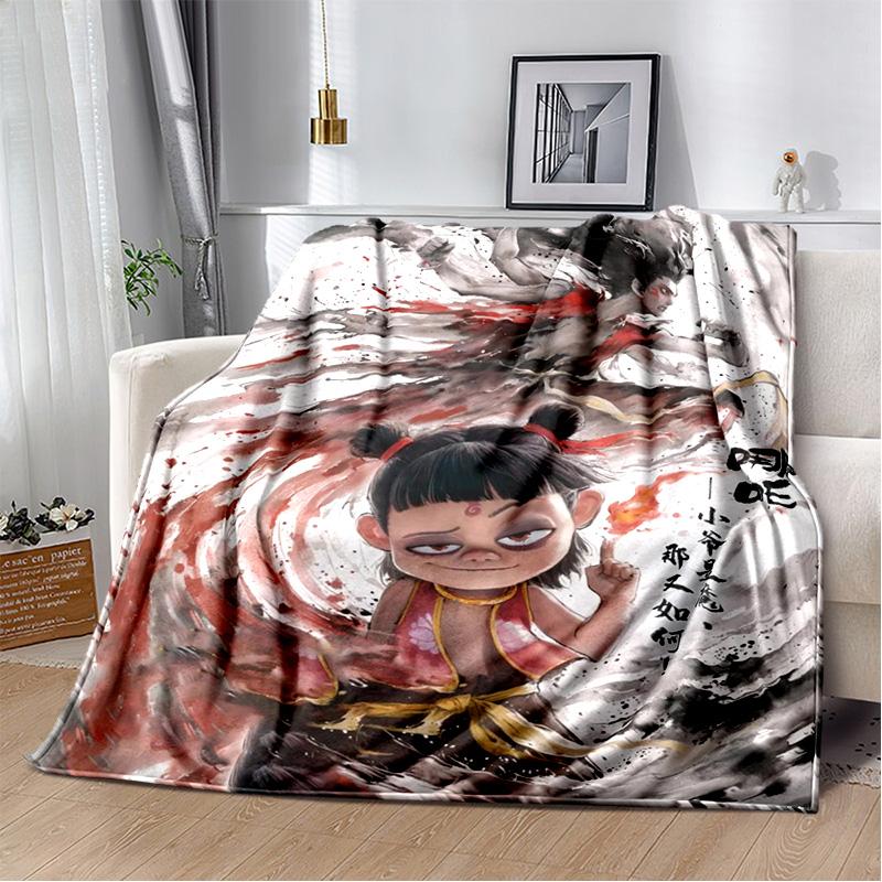 Nezha Flannel Office Student Nap Blanket: Winter Air Conditioning Sofa Picnic - Soft and Cozy Shawl Wrap