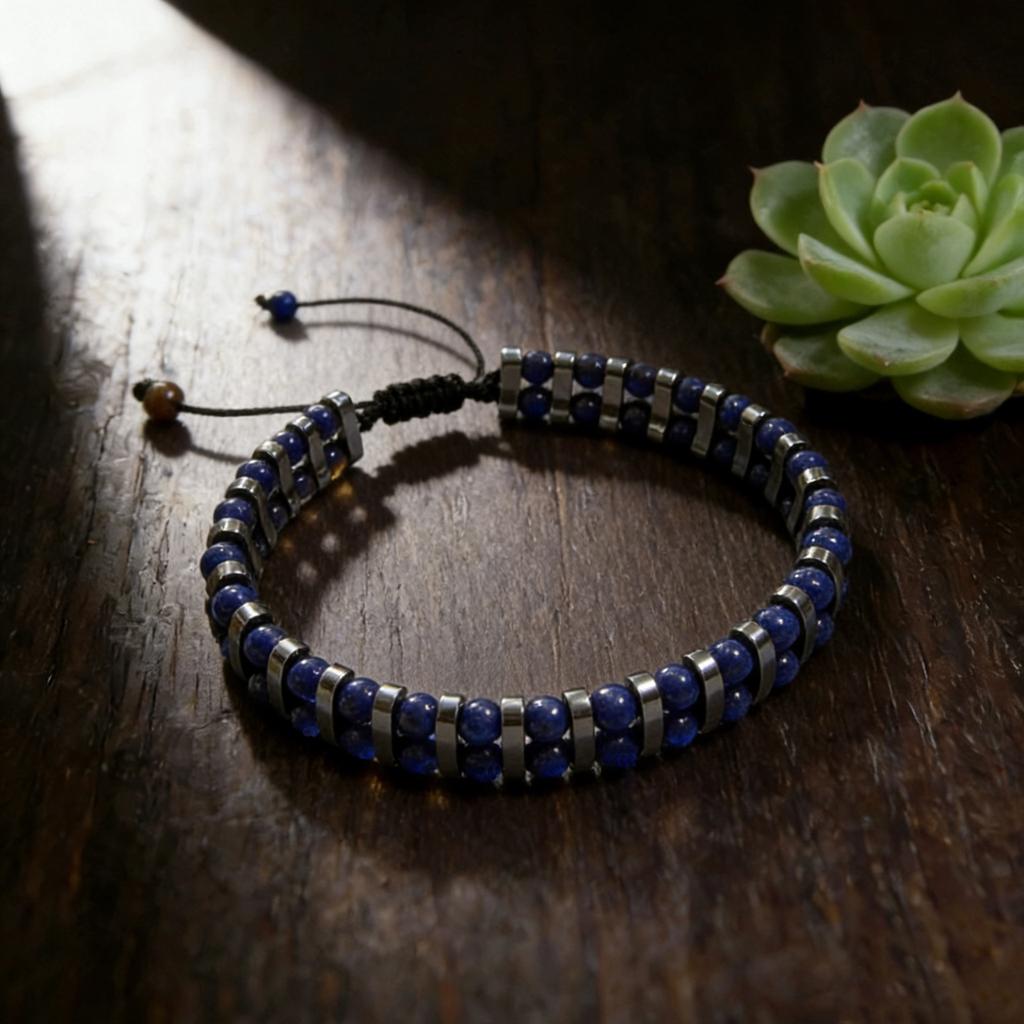 Natural Stone Bracelet, Tiger Eye Black Stone Bead Bracelet, Fashionable Double-layer Woven bracelet,Christmas Gift, Valentine's Day Gift
