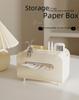 Cream Style Multifunctional Tissue Box with Remote Holder for Living Room