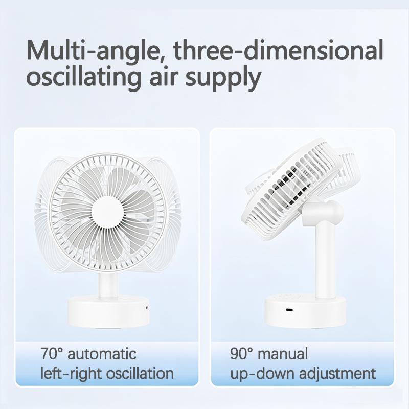 Desktop Mini Fan USB Rechargeable with 4 Speed Settings, Timer Function, Oscillating, Quiet, Strong Wind, Suitable for Office, Home, Outdoor Use,an