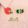 Eat The Rich Children's Book Enamel Pins Cartoon Llustration Book Caterpillar Apple Butterfly Brooches Lapel Badge Jewelry Gift