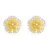 18K Gold Enamel Drip Glaze Zircon Flower Stud Earrings - Elegant, Luxurious Design for Women