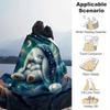 1pc Rabbit Printing Lightweight Flannel Blanket, Comfortable and Warm Blanket, for Camping Sofa Bed and Couch Office, in All Seasons