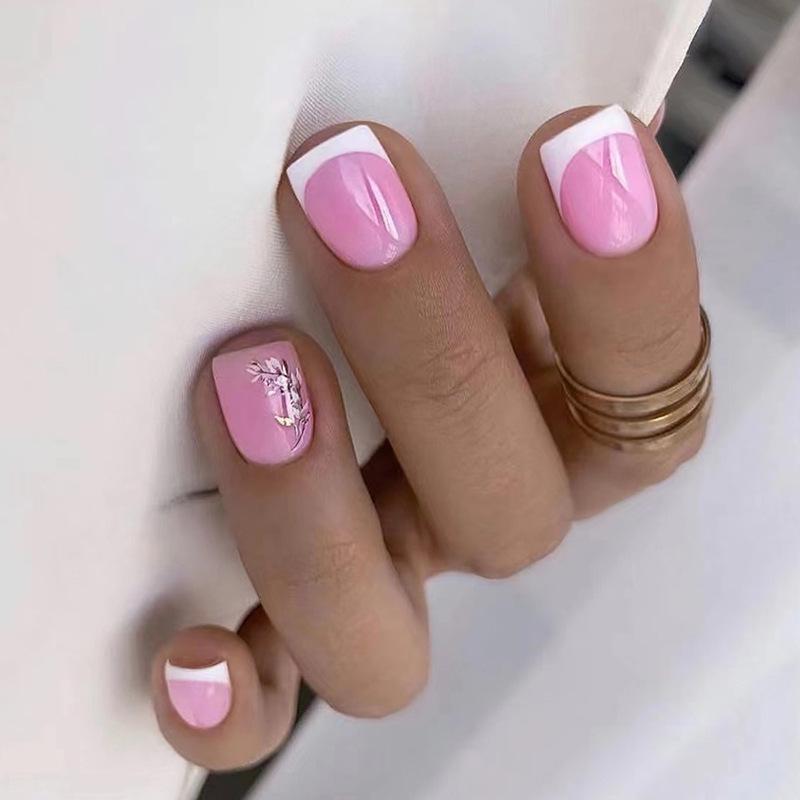 Minimalist White Floral Nail Stickers with French and American Design