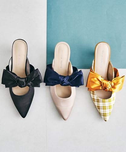 Oriental Traffic Women's Ribbon Pointed Toe Mule Pumps, Feminine and Easy To Match with Any Occasion, Size 41109 Beige, Size 24.0cm-24.5cm