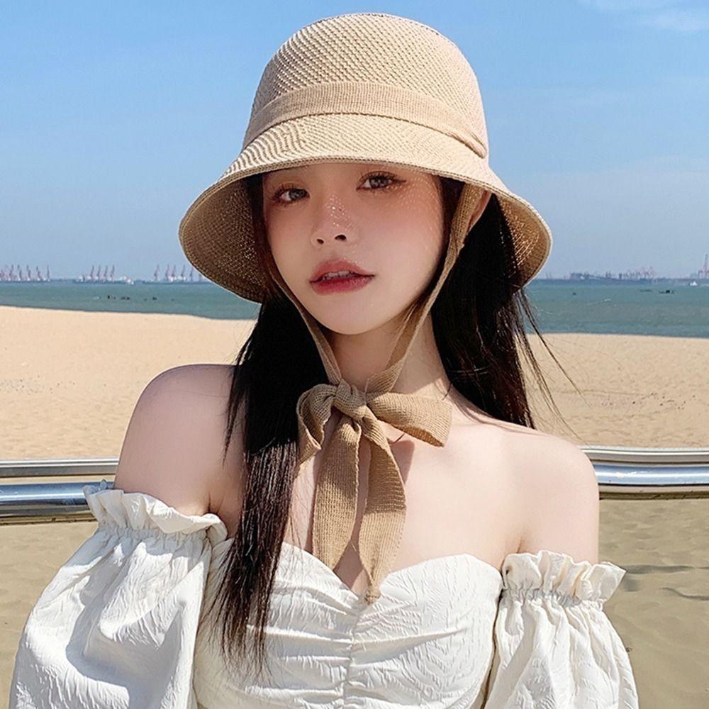 Spring Summer Knitted Sun Hat 50+ UPF Fisherman Hat Fashion Women Sun Hat Female