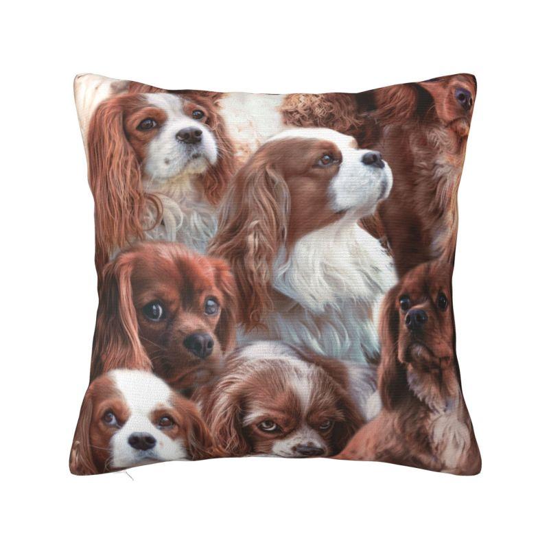 Custom Modern Cavalier King Charles Spaniel Cushion Cover for Sofa Velvet Cartoon Dog Pillow Case Bedroom Decoration