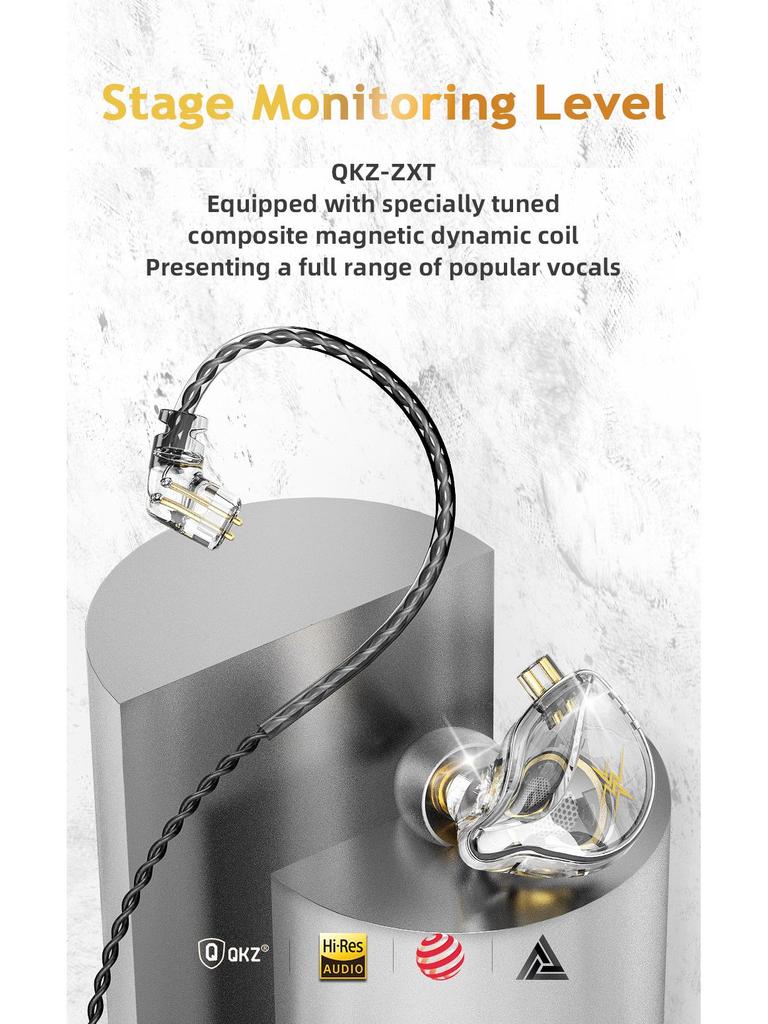 QKZ ZXT Monitor-Level Wired Gaming Earphones with Mic for Sports and Running