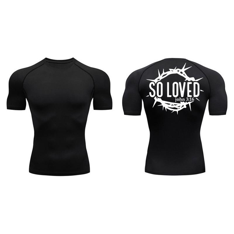 Cross Print Compression Shirt for Men Athletic Quick Dry Short Sleeve Tops Baselayer Christian Gym Workout Running T-shirts Tees