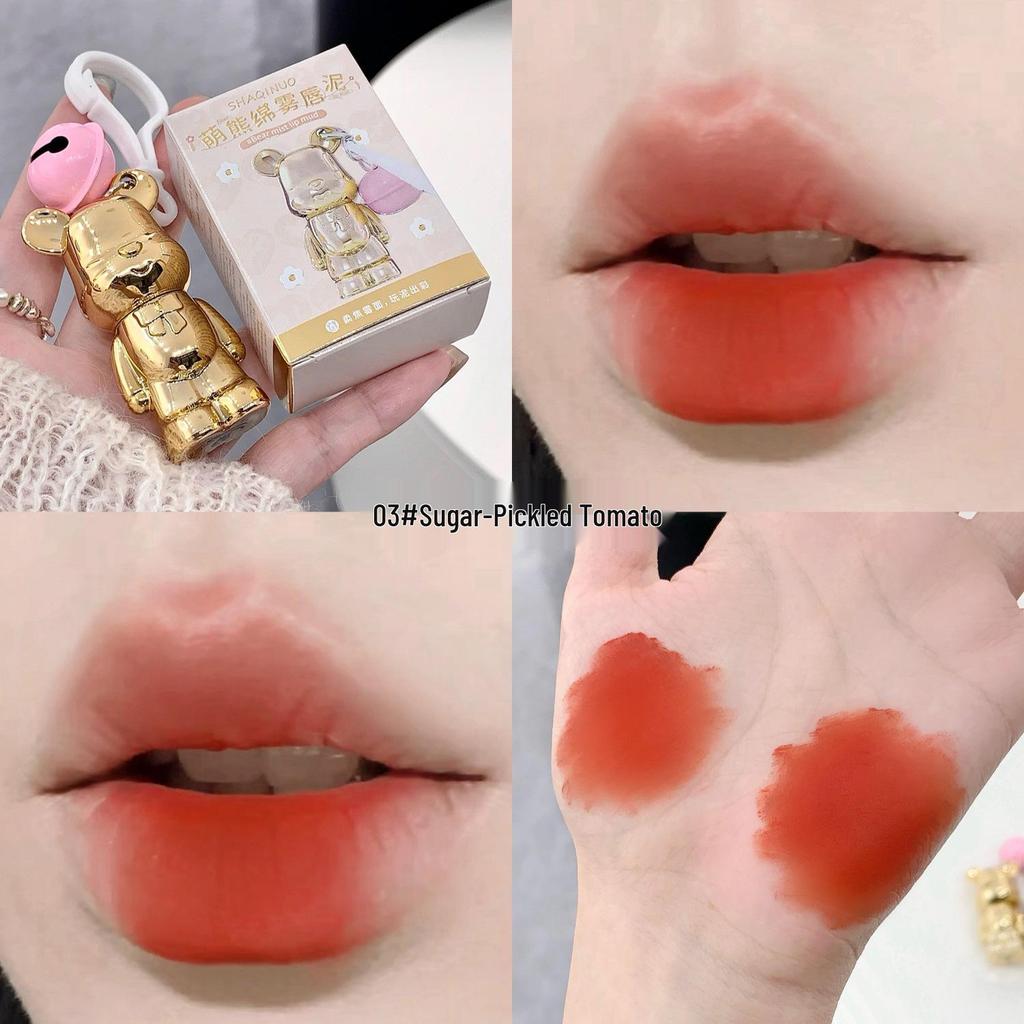 SHAQINUO Cute Bear Velvet Matte Lip Mud - Soft Nude Whitening Lipstick