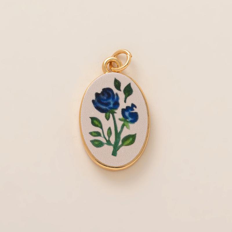 Simple And Versatile Color Blocking Butterfly Love Flower Diy Pendant Accessories Gold-Plated Color Preservation