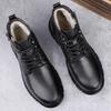 Fashion Men Boots Winter Outdoor Motorcycle Boots Retro Style Leather Man High Top Casual Shoe Trendy All-match Wear-resistant Men Shoes