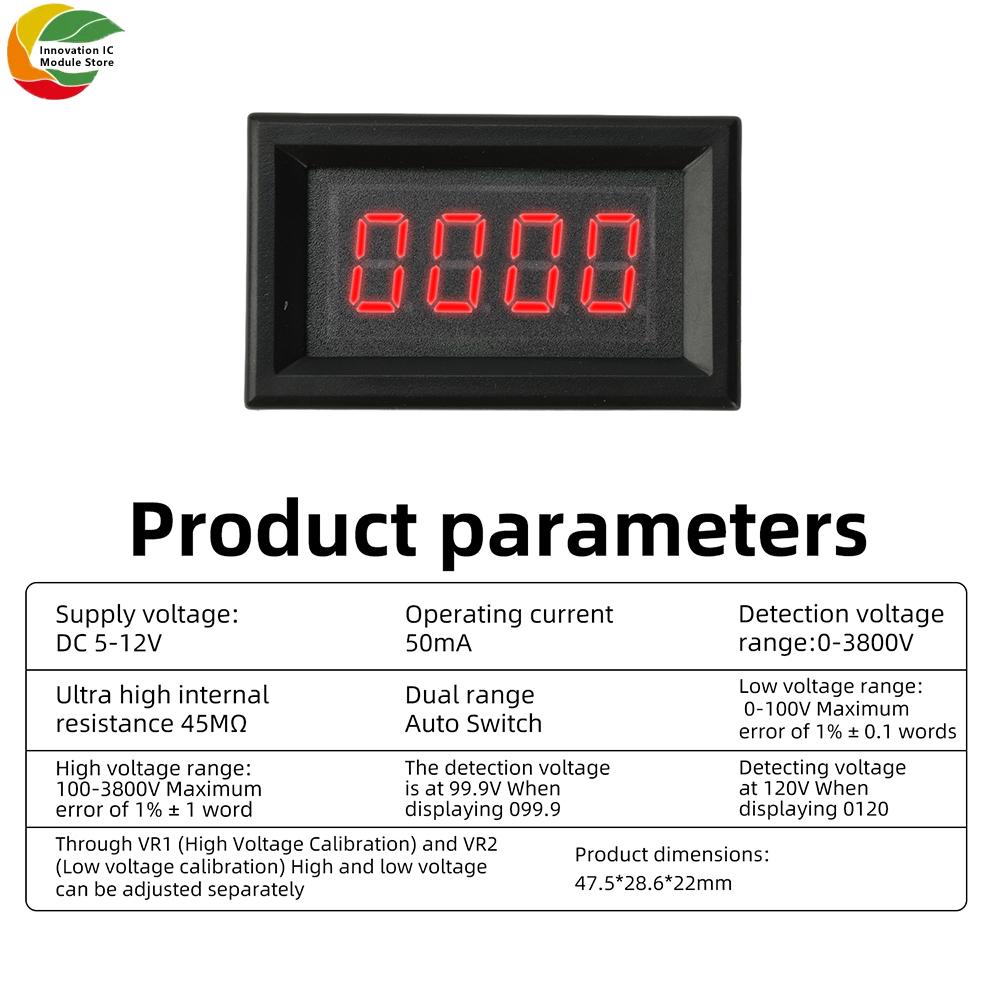 Digital Voltmeter 1.16-Inch 1-Digit LED Display High Precision 1-1811V Dual Range Voltage Meter for Industrial Applications
